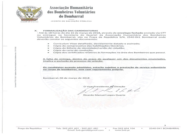Aviso de concurso nº 12018 003 Site